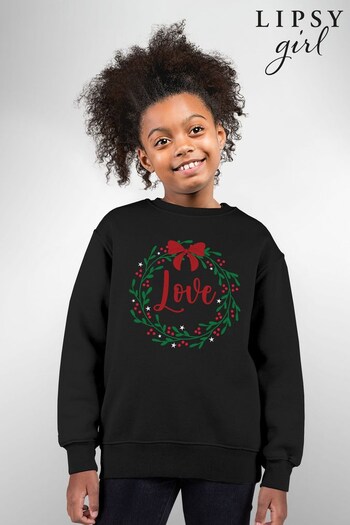 Lipsy Black Wreath and Love Kids Sweatshirt by Lipsy (K67593) | £23