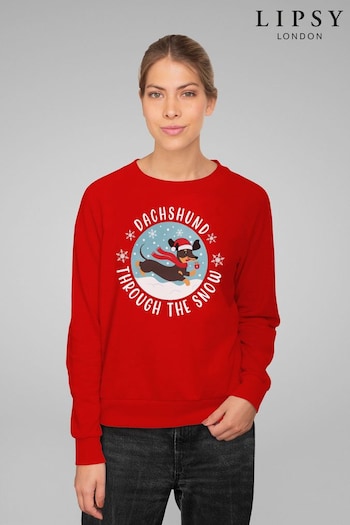 Red Christmas Sausage Dog Women's Sweatshirt by Lipsy (K67596) | £32