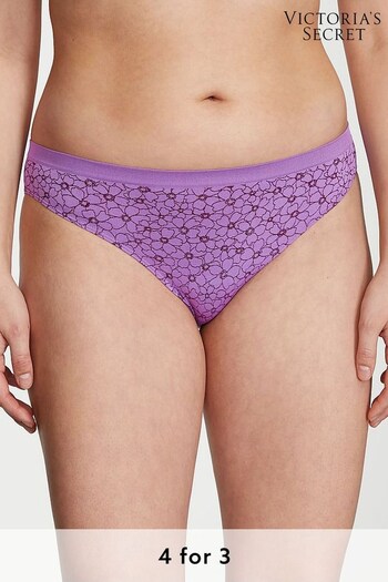 Victoria's Secret Purple Paradise Floral Outline Seamless Bikini Knickers (K67635) | £9