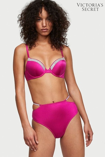 Victoria's Secret Berry Blush Pink High Waisted Shine Strap Swim Bikini Bottom (K67654) | £29