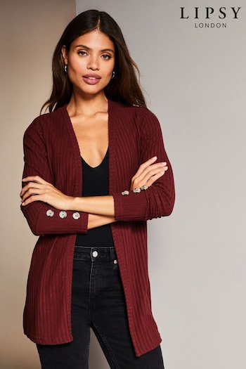 Lipsy Berry Red Button Ribbed Cardigan (K67766) | £28