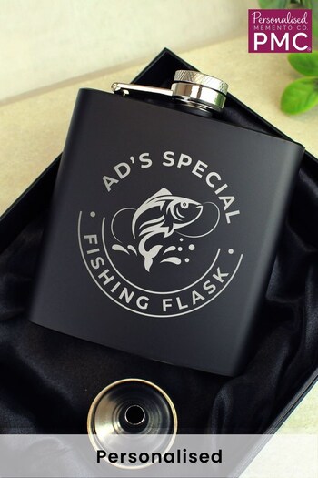 Personalised Fishing Black Hip Flask by PMC (K67779) | £15