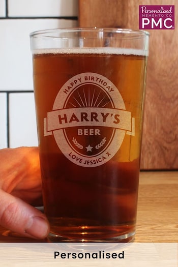 Personalised Beer Label Pint Glass by PMC (K67781) | £10