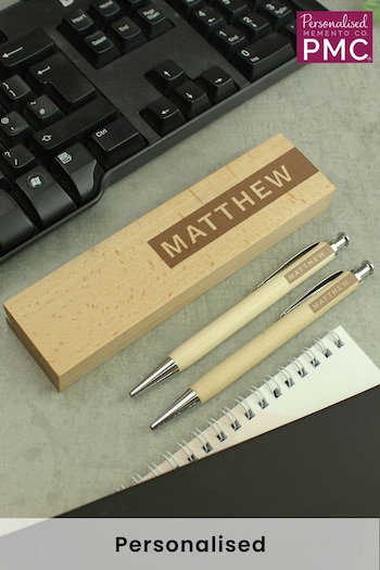 Personalised Wooden Pen & Pencil Box Set by PMC (K67784) | £16
