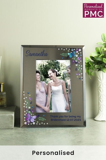 Personalised Butterfly 6x4 Diamante Glass Photo Frame by PMC (K67785) | £20