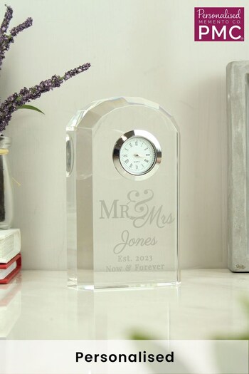 Personalised Mr & Mrs Crystal Clock by PMC (K67804) | £30