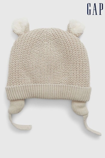 Gap Cream Sherpa Fleece Lined Baby Beanie Hat (K68021) | £15