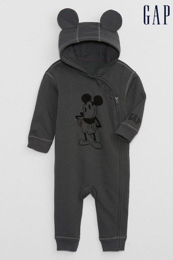 Gap Black Disney Mickey Mouse Zip Hooded All In One - Baby (Newborn - 24mths) (K68027) | £30