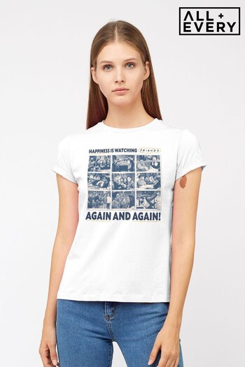 All + Every White Friends Happiness Is Watching Again And Again Women's T-Shirt (K68103) | £23