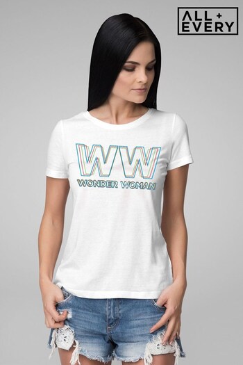 All + Every White Wonder Woman 1984 WW Colour Text Women's T-Shirt (K68111) | £23