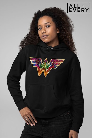All + Every Black Wonder Woman 1984 WW Colour Logo Women's Hooded Sweatshirt (K68112) | £40