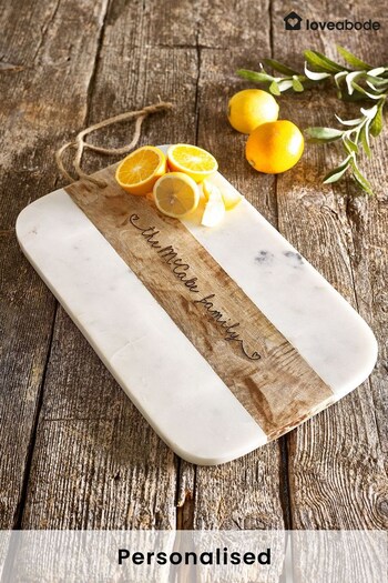 Personalised Wood & Marble Chopping Board by Love Abode (K68141) | £35