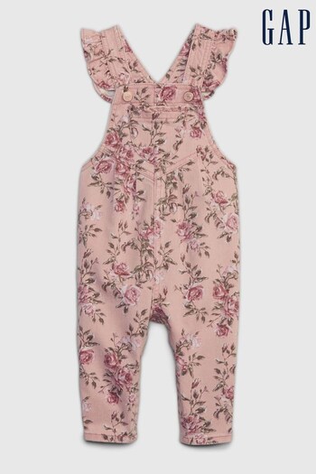Gap Pink LoveShackFancy Baby Floral Denim Dungarees (K68286) | £40