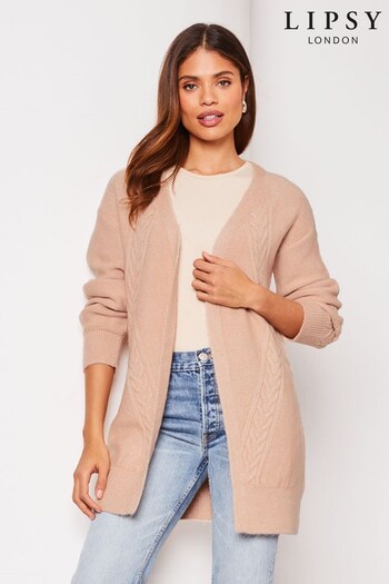 Lipsy Blush Pink Long Sleeve Cable Cardigan (K68291) | £44