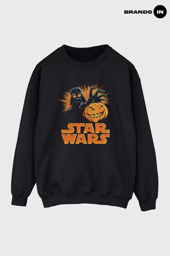 Brands In Black Star Wars Pumpkin Men Black Sweatshirt by BrandsIn (K68341) | £36