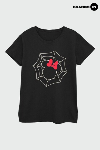 essential In Black Minnie Mouse Spider Web Women Black T-Shirt (K68346) | £24