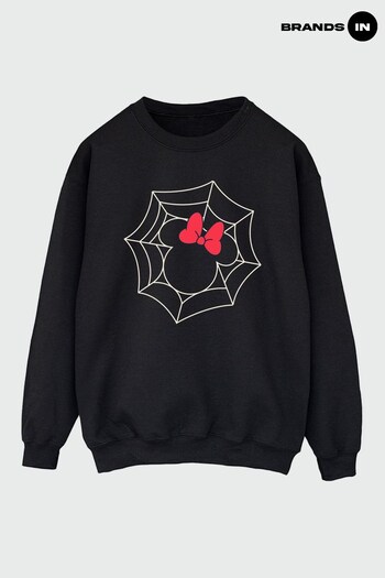 Brands In Black Minnie Mouse Spider Web Women Black Sweatshirt (K68347) | £36