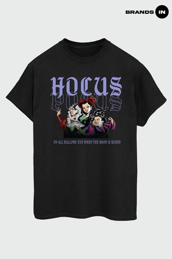 Brands In Black Hocus Pocus Hallows Eve Women Black Boyfriend Fit T-Shirt (K68349) | £23