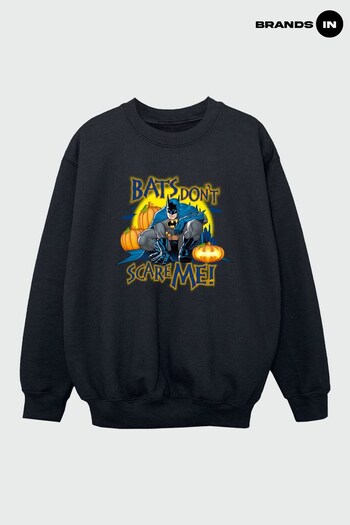 Brands In Black Batman Bats Don't Scare Me Boys Black Sweatshirt (K68350) | £24