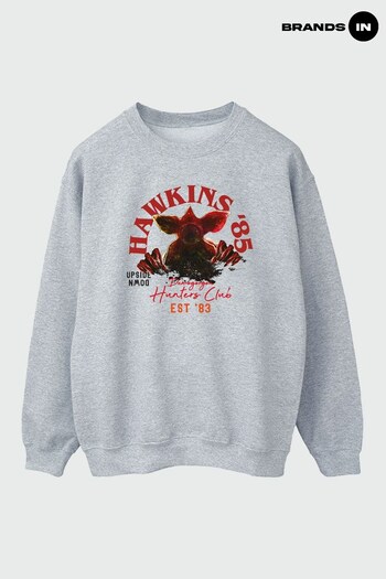 Brands In Grey Stranger Things Hunters Club Boys Heather Grey Sweatshirt (K68352) | £24