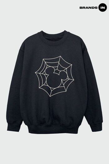 Brands In Black Mickey Mouse Spider Web Boys Black Sweatshirt (K68354) | £24