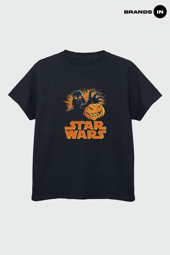 Brands In Black Star Wars Pumpkin Boys Black T-Shirt (K68356) | £17