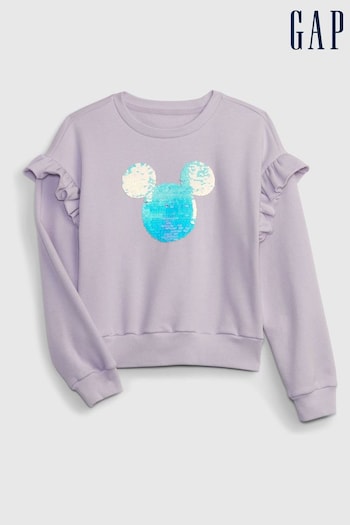Gap Purple Disney Sequin Graphic Crew Neck Long Sleeve Sweatshirt (K68413) | £18