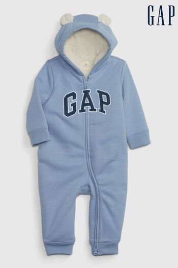 Gap Blue Logo Sherpa Fleece Hooded All in One - Baby (Newborn - 24mths) (K68435) | £30