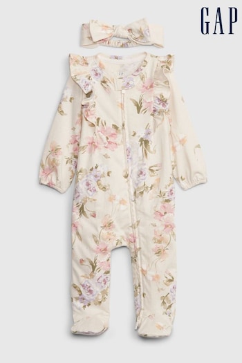 Gap Cream LoveShackFancy Baby Floral Sleepsuit (K68448) | £25