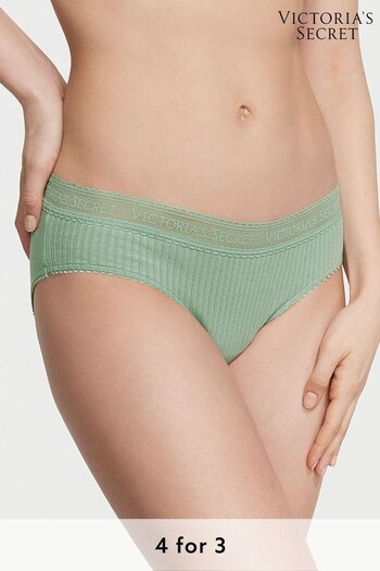 Victoria's Secret Seasalt Green Pointelle Hipster Logo Cotton Knickers (K68549) | £9