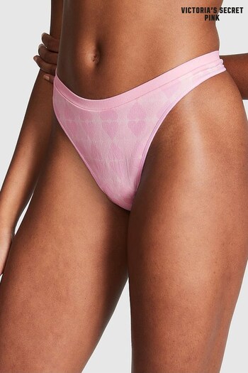 Victoria's Secret PINK Pink Bubble Heart Jacquard Seamless Thong Knickers (K68556) | £9