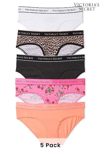 Victoria's Secret White/Grey/Pink/Orange Hipster Logo Multipack Knickers (K68563) | £27