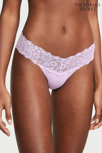 Victoria's Secret Silky Lilac Purple Posey Thong Lace Waist Thong Knickers (K68646) | £9