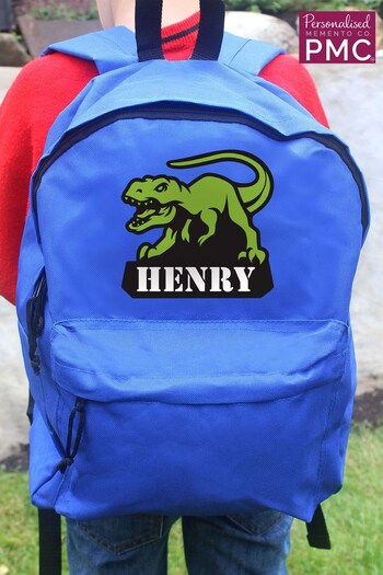 Personalised Dinosaur Blue Backpack by PMC (K68648) | £19