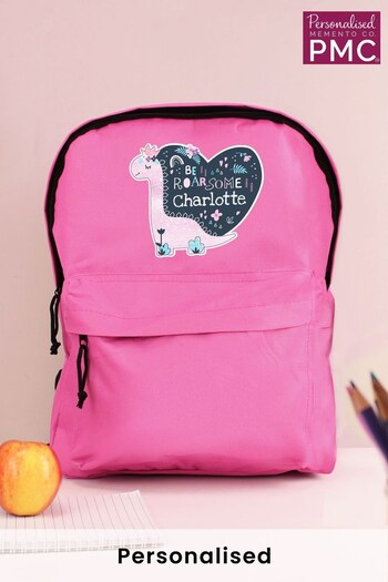 Personalised Dinosaur Pink Backpack by PMC (K68653) | £19