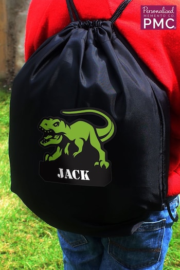 Personalised Dinosaur Black Kit Bag by PMC (K68657) | £12