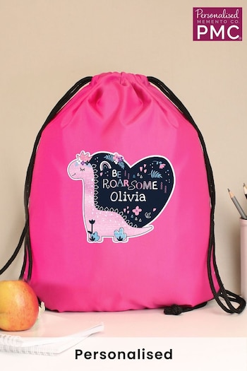 Personalised Dinosaur Pink Kit Bag by PMC (K68659) | £12