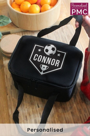 Personalised Football Black Lunch Bag by PMC (K68663) | £17