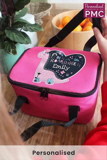Personalised Dinosaur Pink Lunch hgnik1 Bag by PMC (K68665) | £17