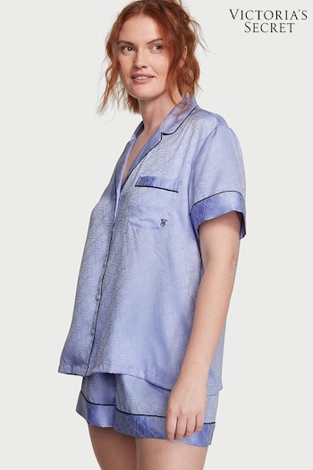 Victoria's Secret Blue Crescent Satin Short Pyjamas (K68715) | £65