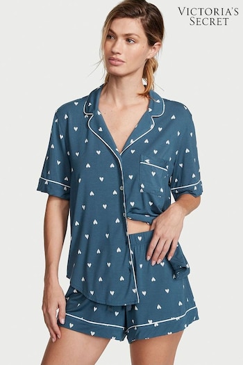 Victoria's Secret Midnight Sea Blue Hearts Modal Short Pyjamas (K68729) | £55
