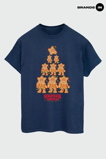 Brands In Navy Stranger Things Gingerbread Men Navy T-Shirt (K68809) | £23