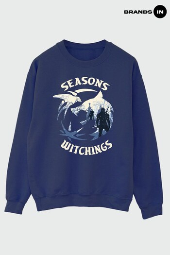 Brands In Navy The Witcher Christmas Wolf Men Navy Sweatshirt (K68814) | £36