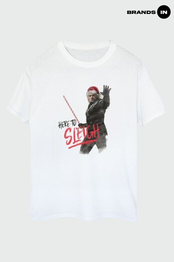 Brands In White The Witcher Here To Sleigh Men White T-Shirt (K68815) | £23