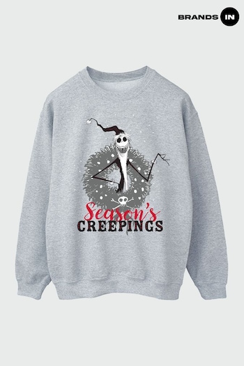 Brands In Grey Nightmare Before Christmas Seasons Creepings Wreath Men Heather Grey Sweatshirt (K68828) | £36