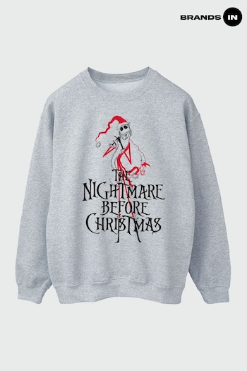 Brands In Grey Nightmare Before Christmas Santa Men Heather Grey Sweatshirt (K68835) | £36