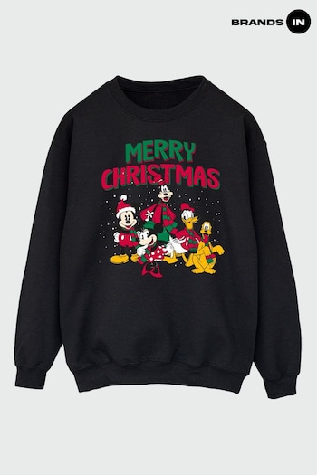 Brands In Black Mickey Mouse Merry Christmas Characters Men Black Sweatshirt (K68846) | £36