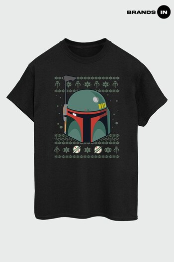 Brands In Black Star Wars Boba Fett Christmas Men Black T-Shirt (K68852) | £23