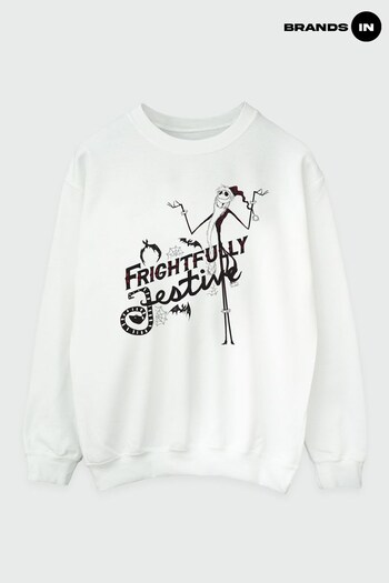 Brands In White Nightmare Before Christmas Frightfully Festive Women White Sweatshirt (K68868) | £36