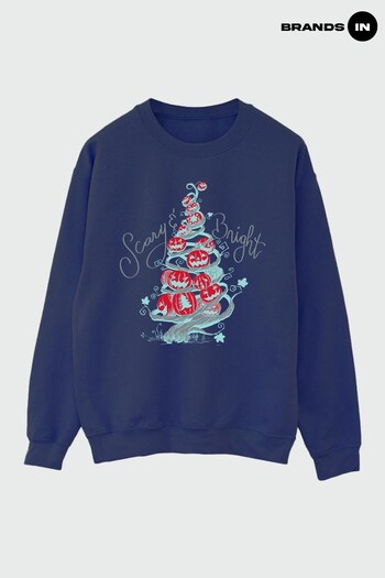 Brands In Navy Nightmare Before Christmas Scary & Bright Women Navy Sweatshirt (K68870) | £36